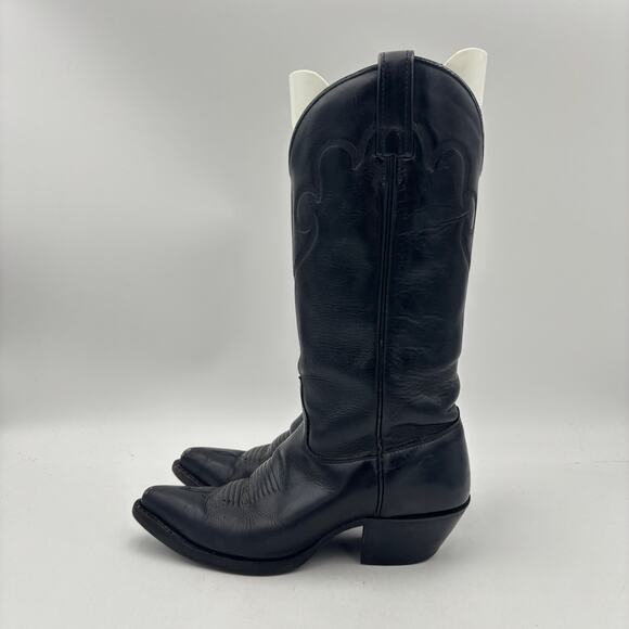 J. Chisholm Smooth Black Leather Western Boots Women's 7M Y2K Boho Vintage - Picture 5 of 16